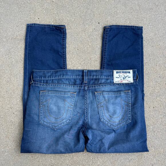 True Religion Slim Fit No Flap Pockets Denim Jeans 42 Dark Wash - Picture 1 of 10